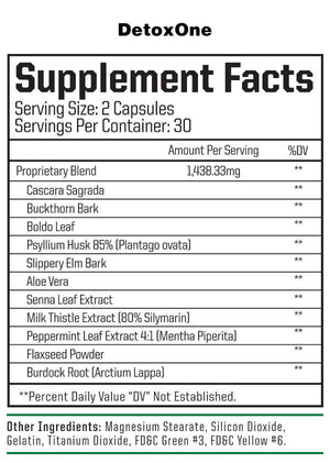 DetoxOne Supplement Facts