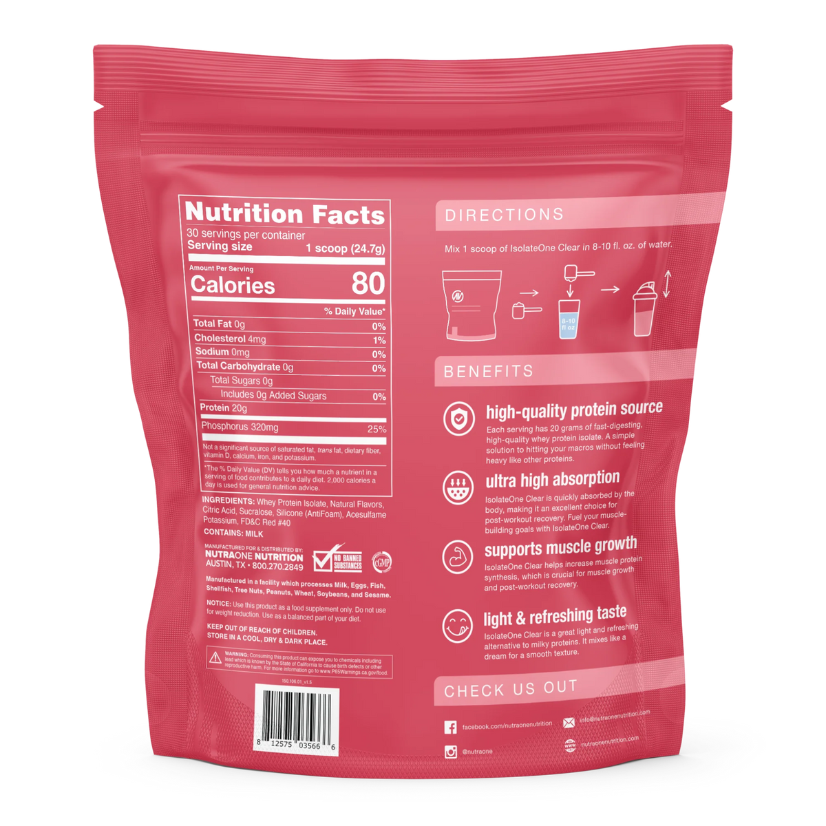 Nutraone IsolateOne Clear